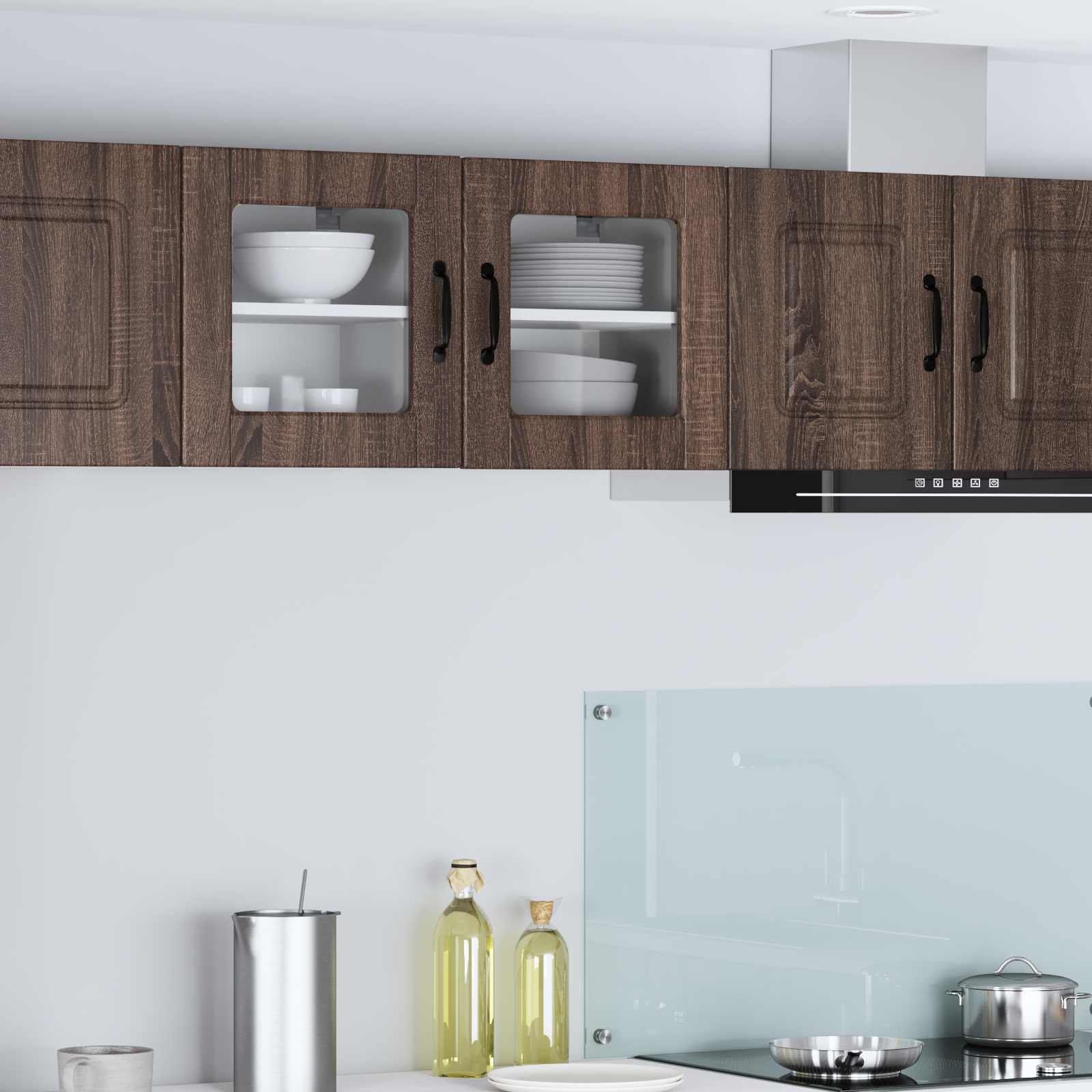 vidaXL Wandglas-Schrank PORTO Braun Eichen-Optik 40 x 31 x 40 cm