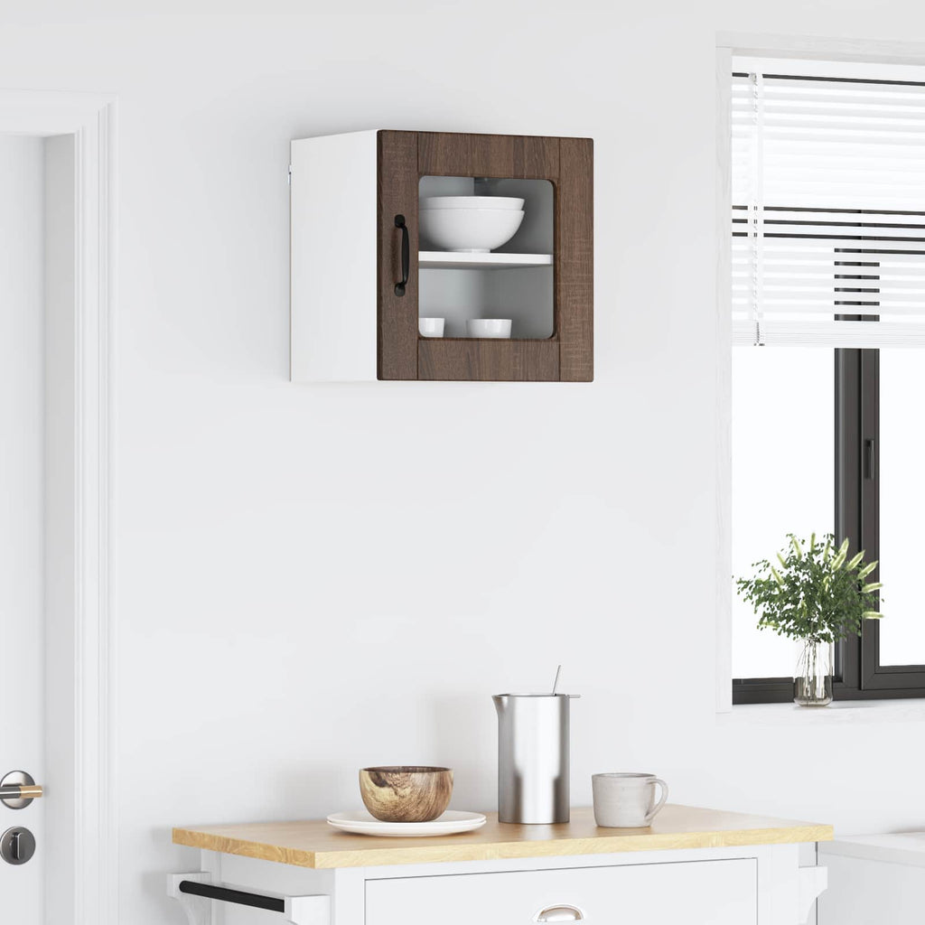 vidaXL Wandglas-Schrank PORTO Braun Eichen-Optik 40 x 31 x 40 cm
