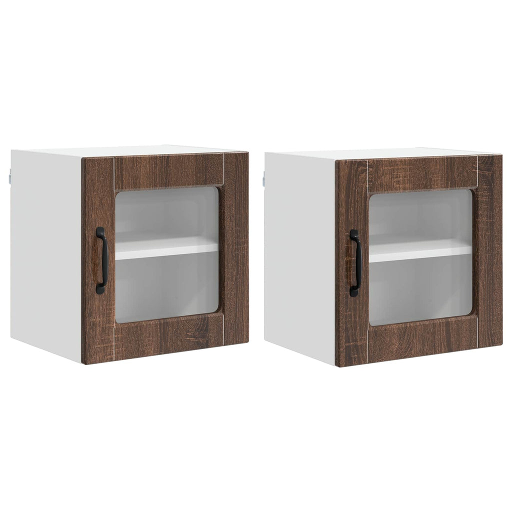 vidaXL Wandglas-Schrank PORTO 2 pcs Braun Eichen-Optik 40 x 31 x 40 cm