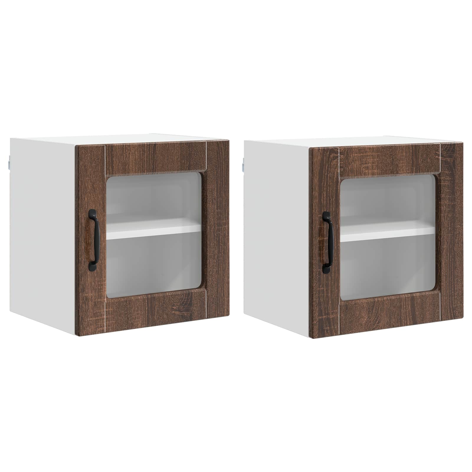 vidaXL Wandglas-Schrank PORTO 2 pcs Braun Eichen-Optik 40 x 31 x 40 cm