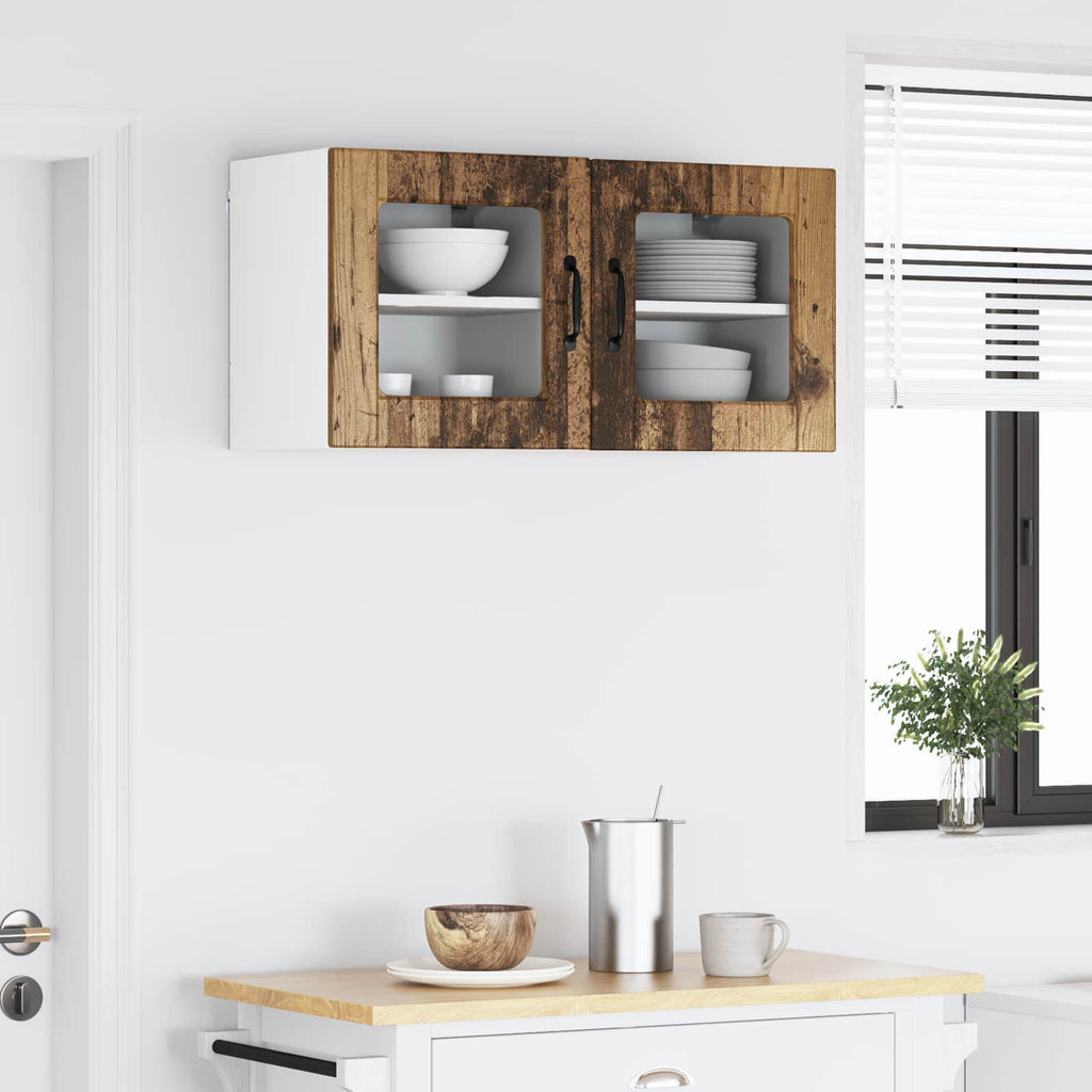 vidaXL Wandglas-Schrank PORTO 2 pcs Altholz 40 x 31 x 40 cm