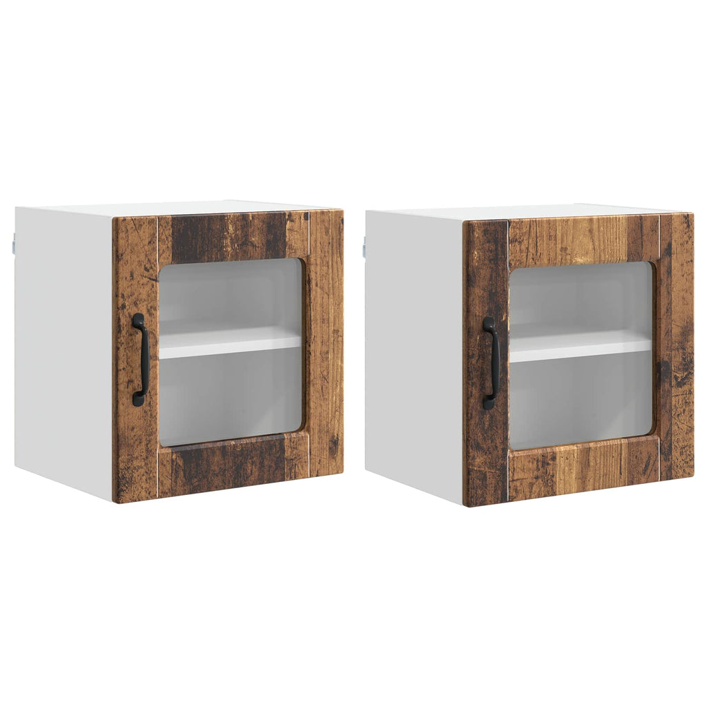 vidaXL Wandglas-Schrank PORTO 2 pcs Altholz 40 x 31 x 40 cm