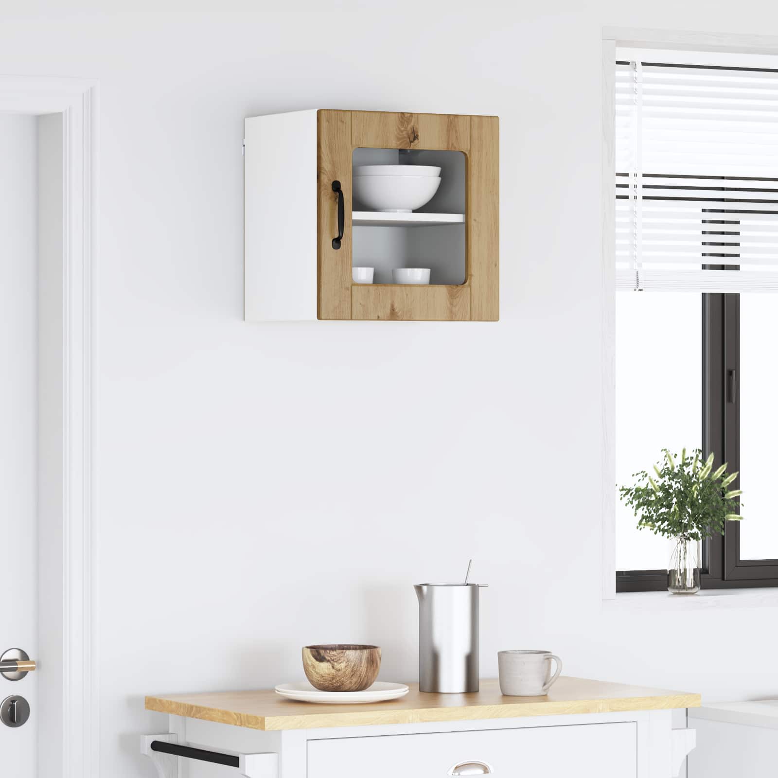 vidaXL Wandglas-Schrank PORTO Artisan-Eiche 40 x 31 x 40 cm