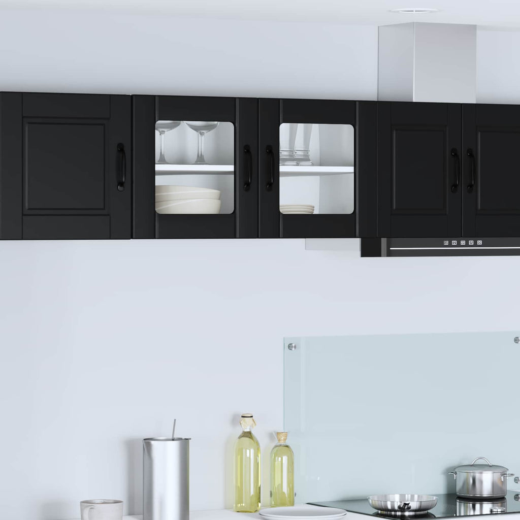 vidaXL Wandglasvitrine PORTO Schwarz 80 x 31 x 40 cm Holzwerkstoff