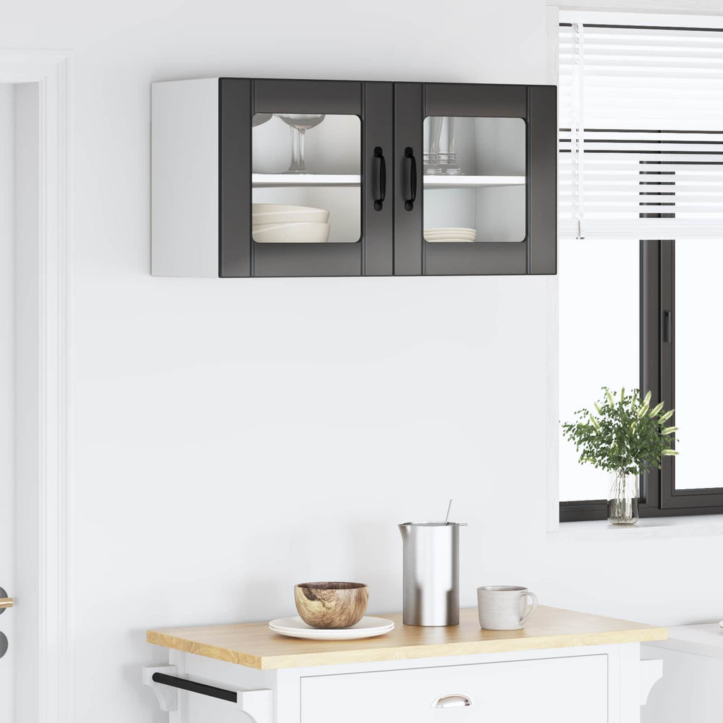 vidaXL Wandglasvitrine PORTO Schwarz 80 x 31 x 40 cm Holzwerkstoff