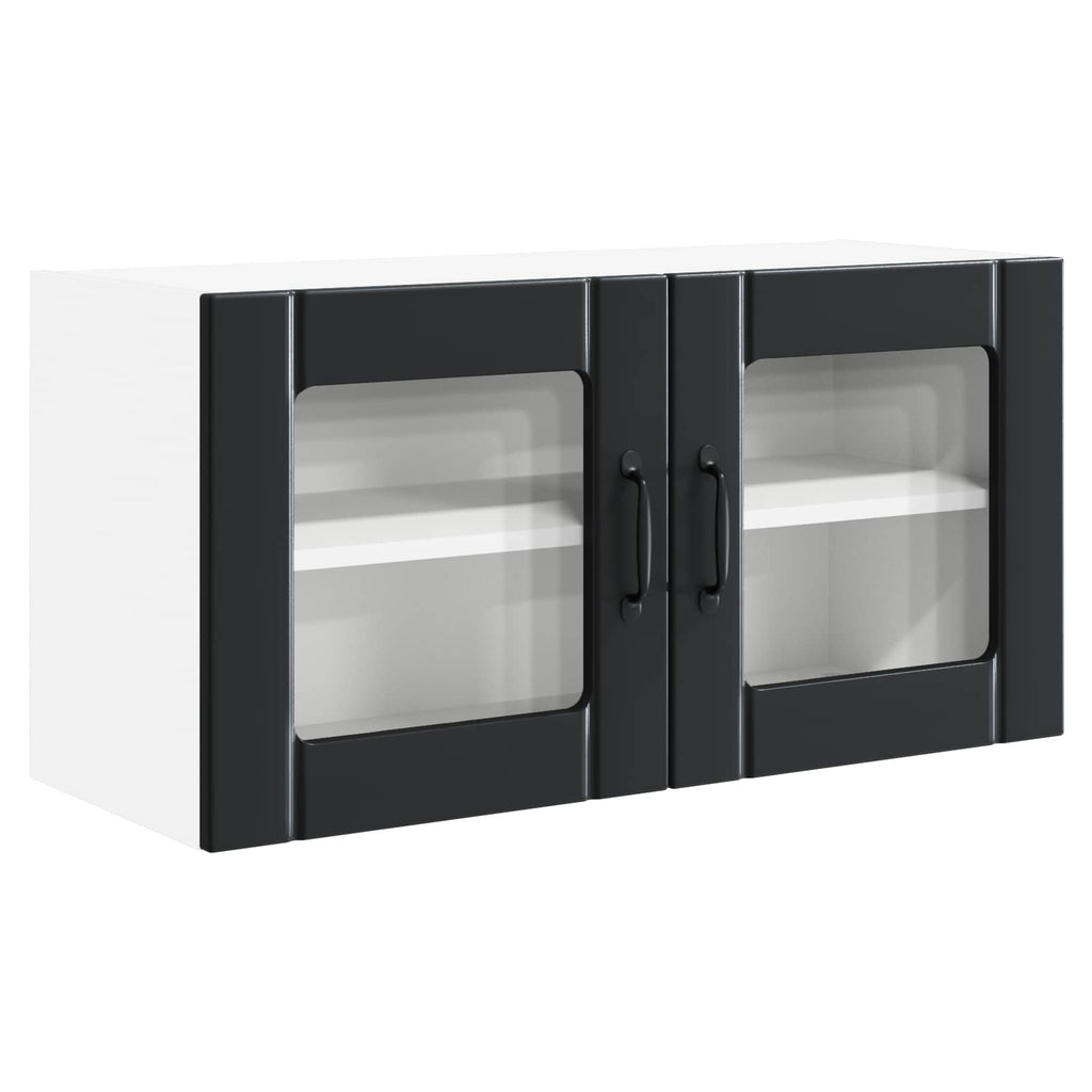 vidaXL Wandglasvitrine PORTO Schwarz 80 x 31 x 40 cm Holzwerkstoff