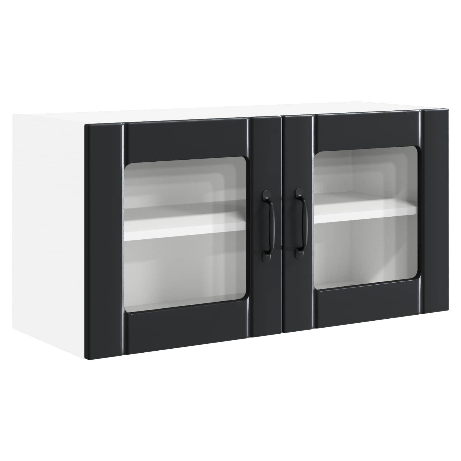 vidaXL Wandglasvitrine PORTO Schwarz 80 x 31 x 40 cm Holzwerkstoff