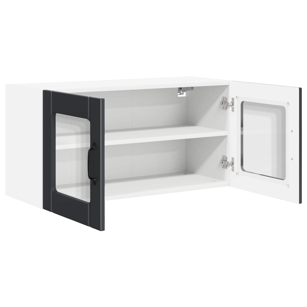 vidaXL Wandglasvitrine PORTO Schwarz 80 x 31 x 40 cm Holzwerkstoff