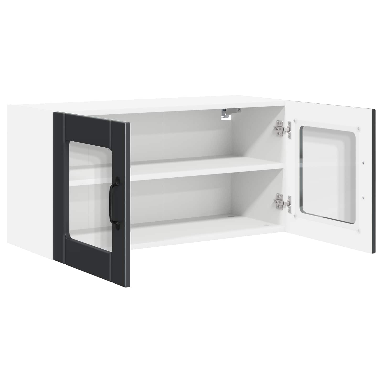 vidaXL Wandglasvitrine PORTO Schwarz 80 x 31 x 40 cm Holzwerkstoff