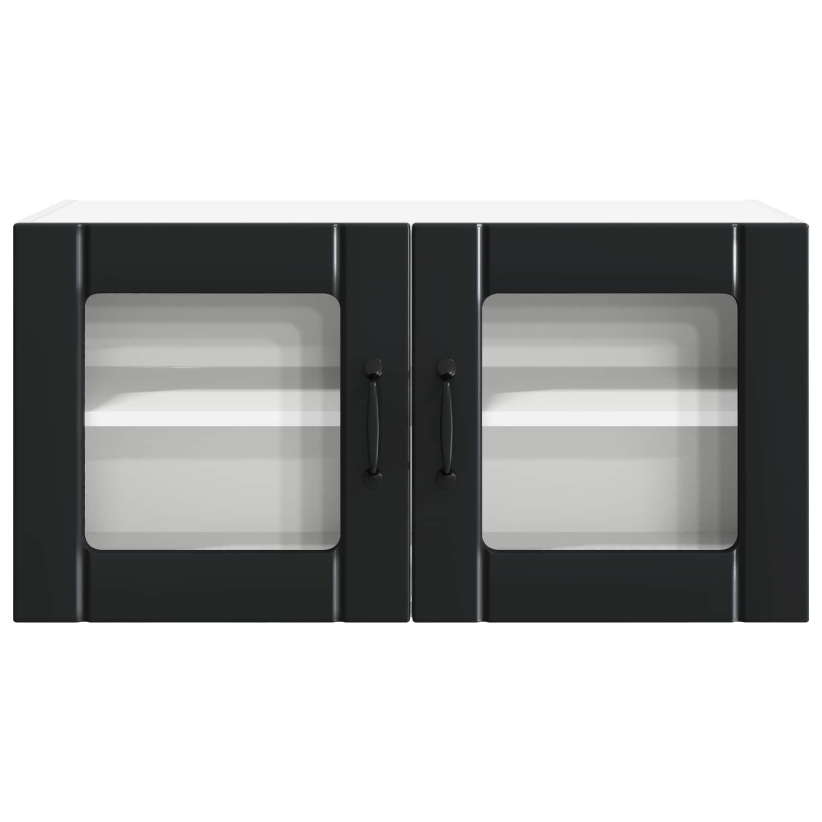 vidaXL Wandglasvitrine PORTO Schwarz 80 x 31 x 40 cm Holzwerkstoff