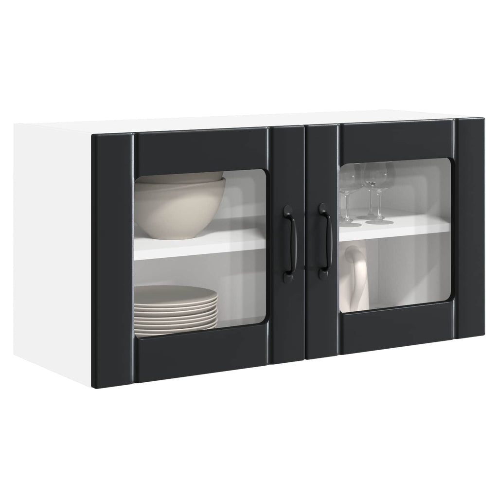 vidaXL Wandglasvitrine PORTO Schwarz 80 x 31 x 40 cm Holzwerkstoff