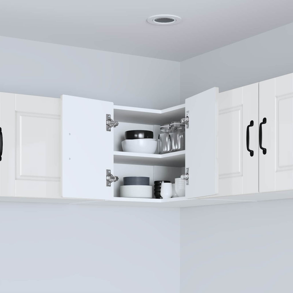 vidaXL Wand-Eckschrank PORTO Hochglanz Weiß 57 x 57 x 40 cm