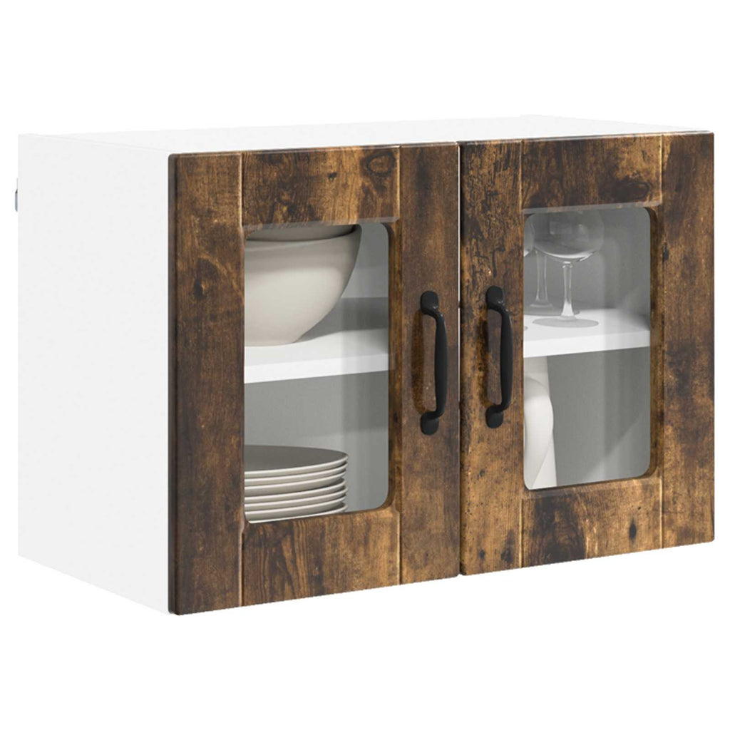 vidaXL Wandglas-Schrank PORTO 2 pcs Geräucherte Eiche 60 x 31 x 40 cm