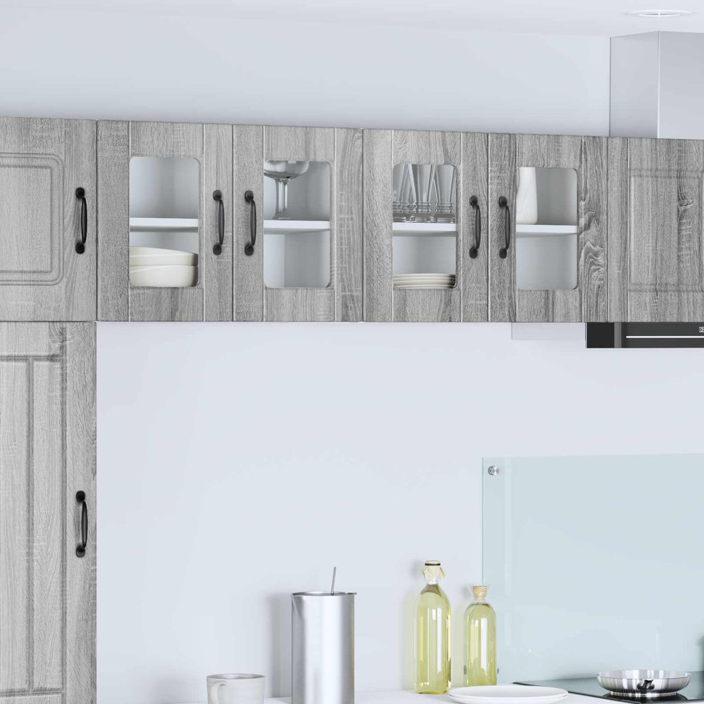 vidaXL Wandglas-Schrank PORTO 2 pcs Graues Sonoma 60 x 31 x 40 cm