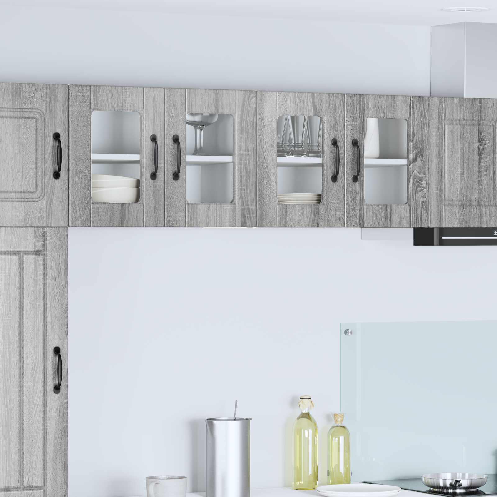 vidaXL Wandglas-Schrank PORTO 2 pcs Graues Sonoma 60 x 31 x 40 cm
