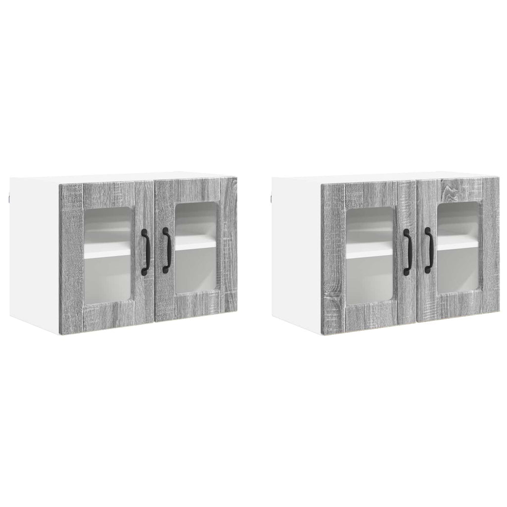 vidaXL Wandglas-Schrank PORTO 2 pcs Graues Sonoma 60 x 31 x 40 cm