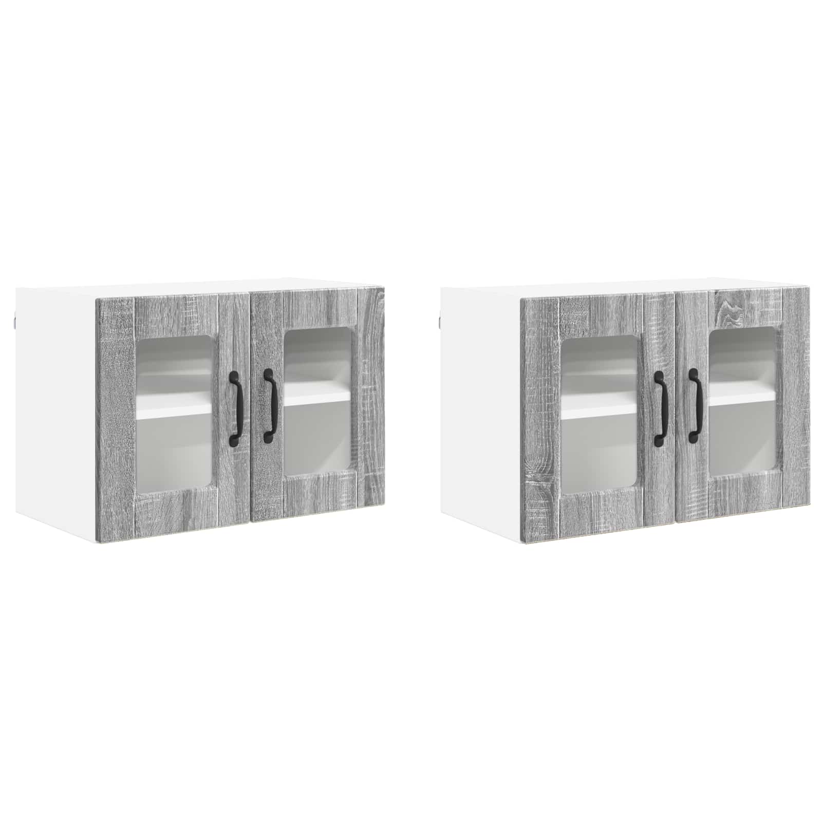 vidaXL Wandglas-Schrank PORTO 2 pcs Graues Sonoma 60 x 31 x 40 cm