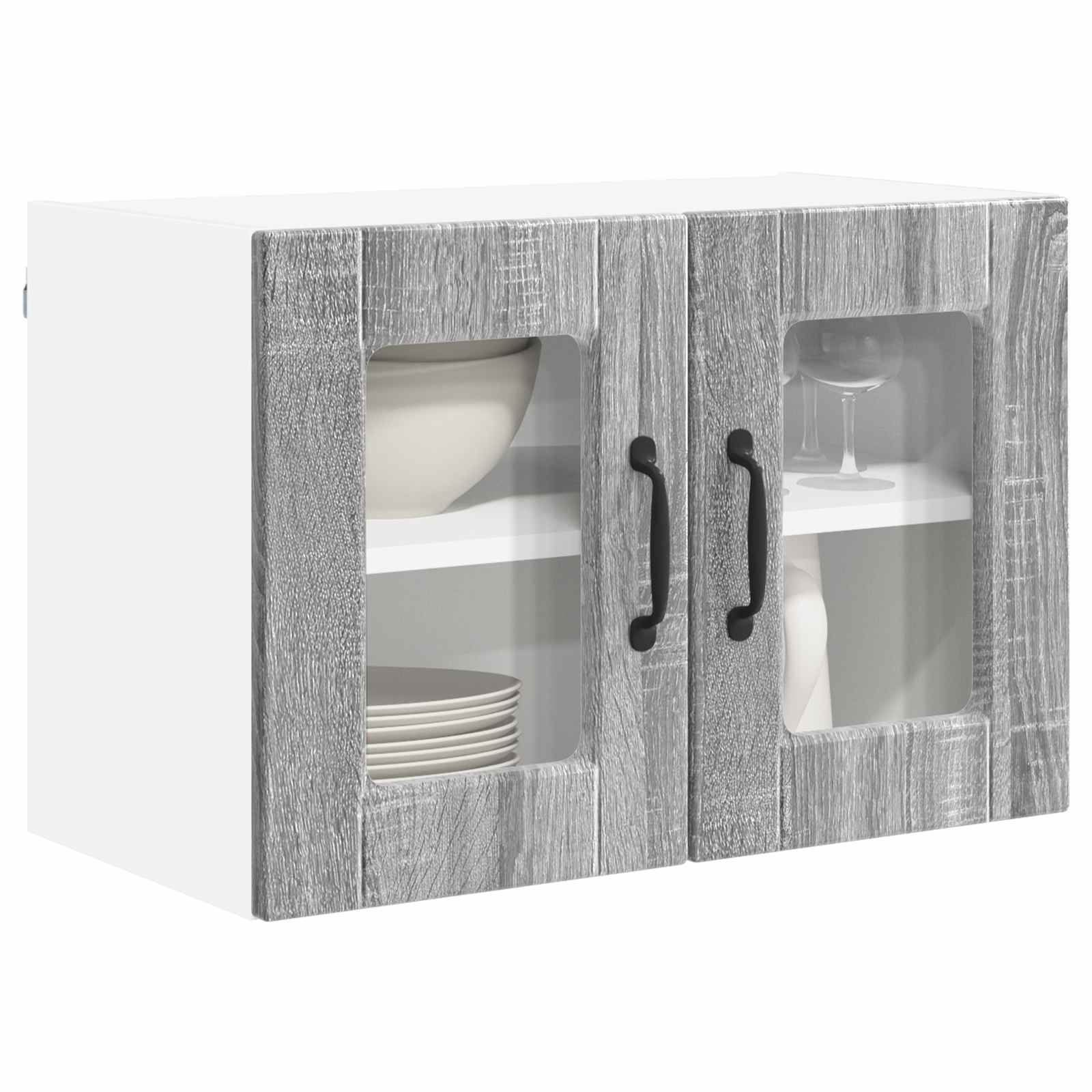 vidaXL Wandglas-Schrank PORTO 2 pcs Graues Sonoma 60 x 31 x 40 cm