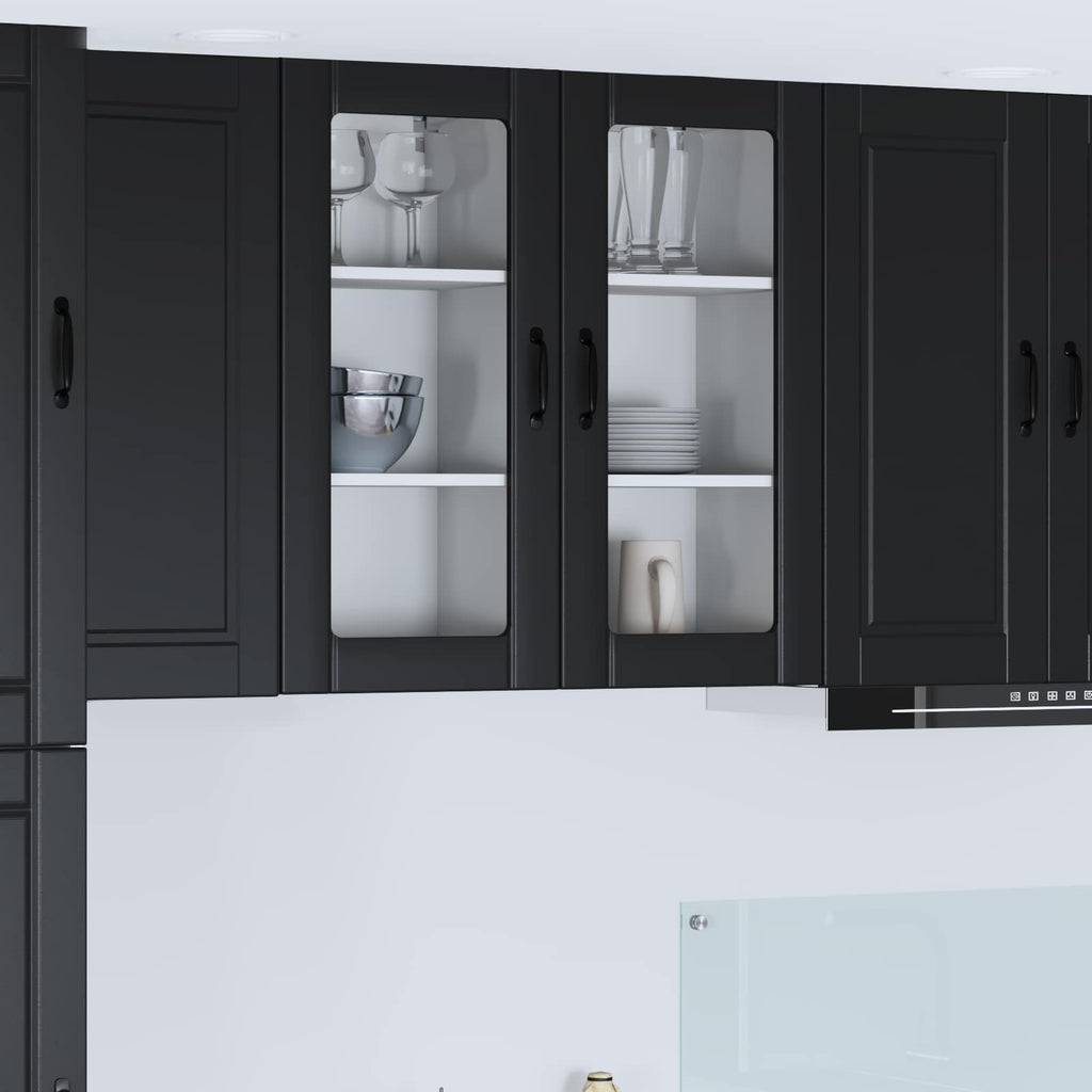 vidaXL Wandglas-Schränke PORTO 2 pcs Schwarz 40 x 31 x 80 cm