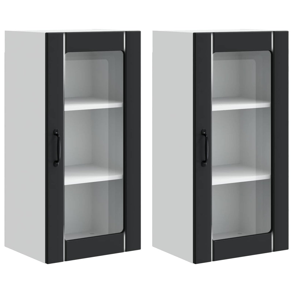 vidaXL Wandglas-Schränke PORTO 2 pcs Schwarz 40 x 31 x 80 cm