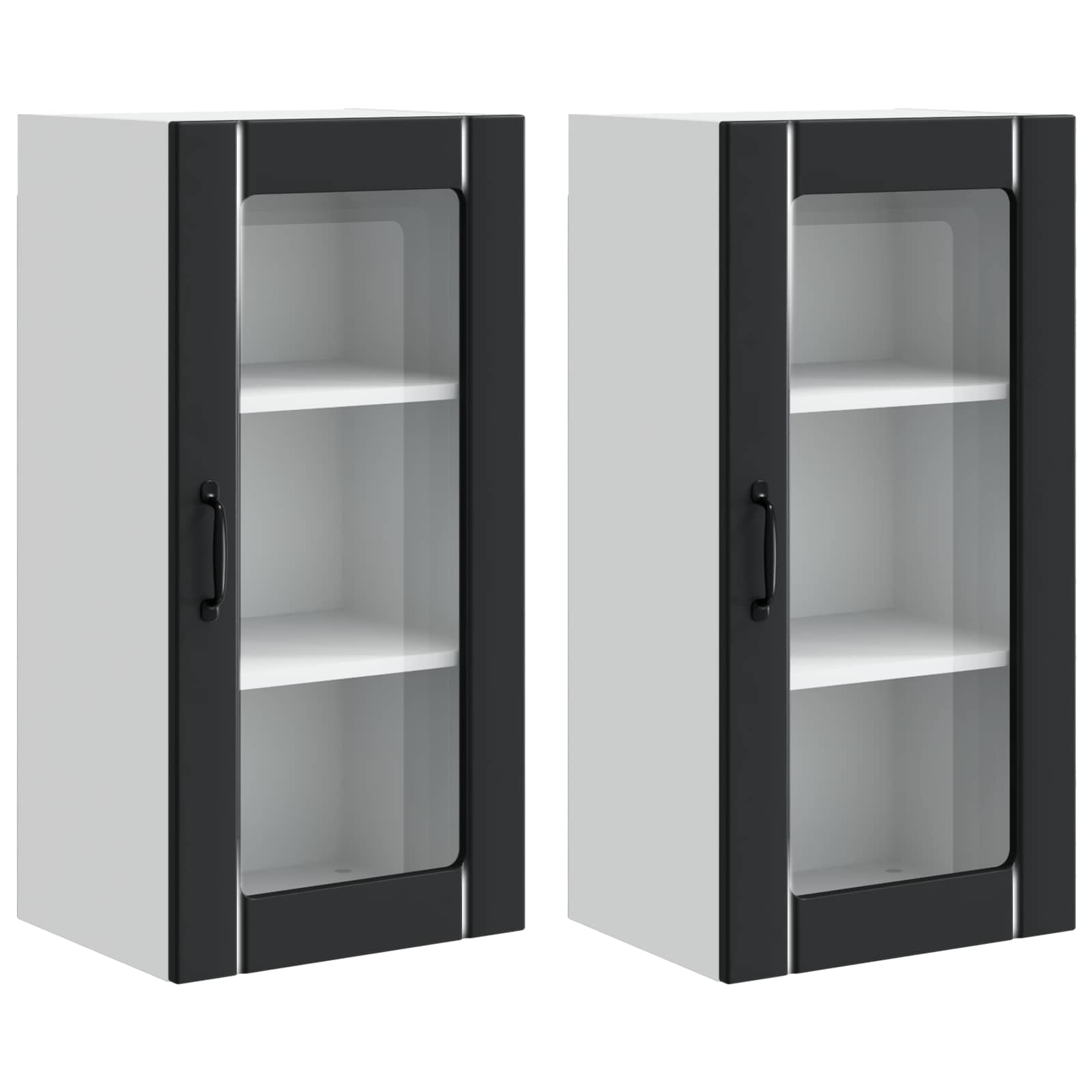 vidaXL Wandglas-Schränke PORTO 2 pcs Schwarz 40 x 31 x 80 cm