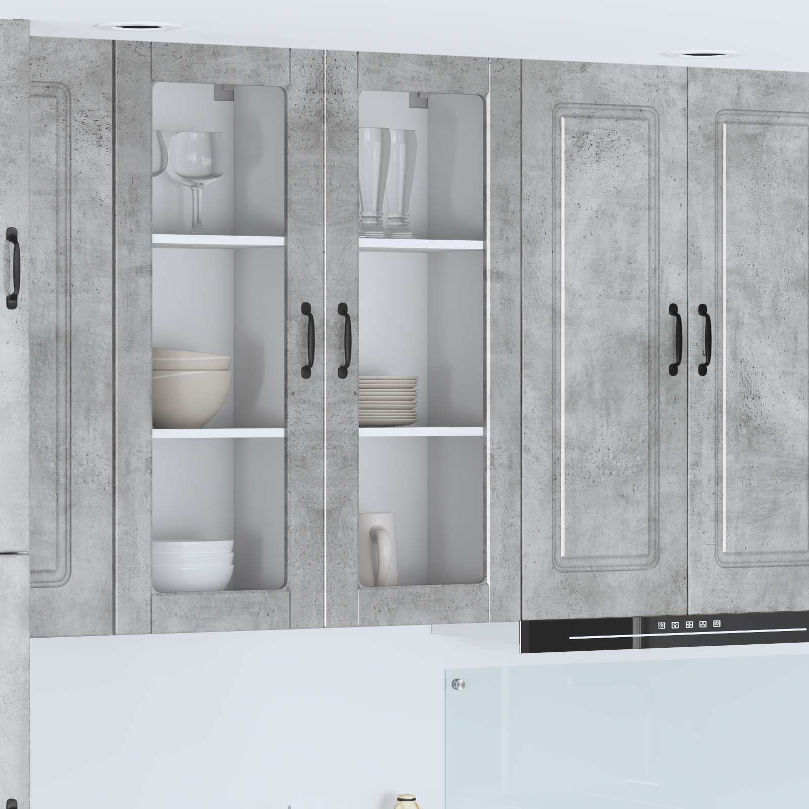 vidaXL Wandglas-Schrank PORTO Beton Grau 40 x 31 x 100 cm
