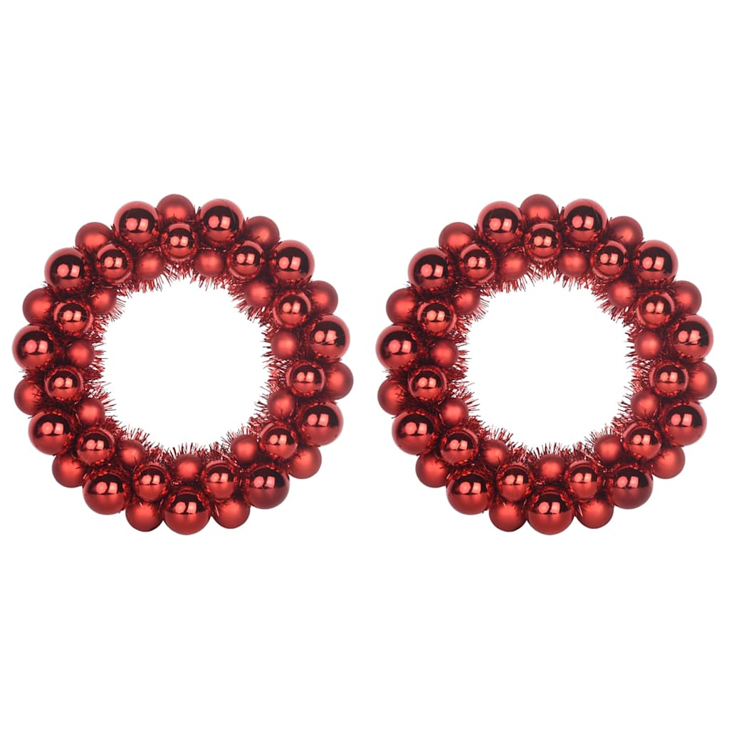 vidaXL Weihnachtsballkränze 2 pcs Rot 33 x 33 x 7 cm Polystyrol