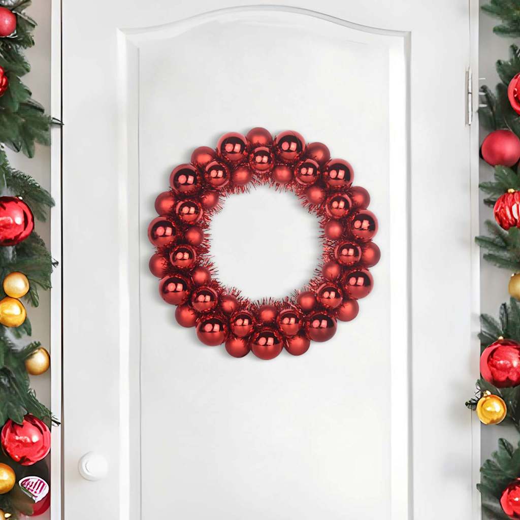 vidaXL Weihnachtsballkränze 2 pcs Rot 33 x 33 x 7 cm Polystyrol