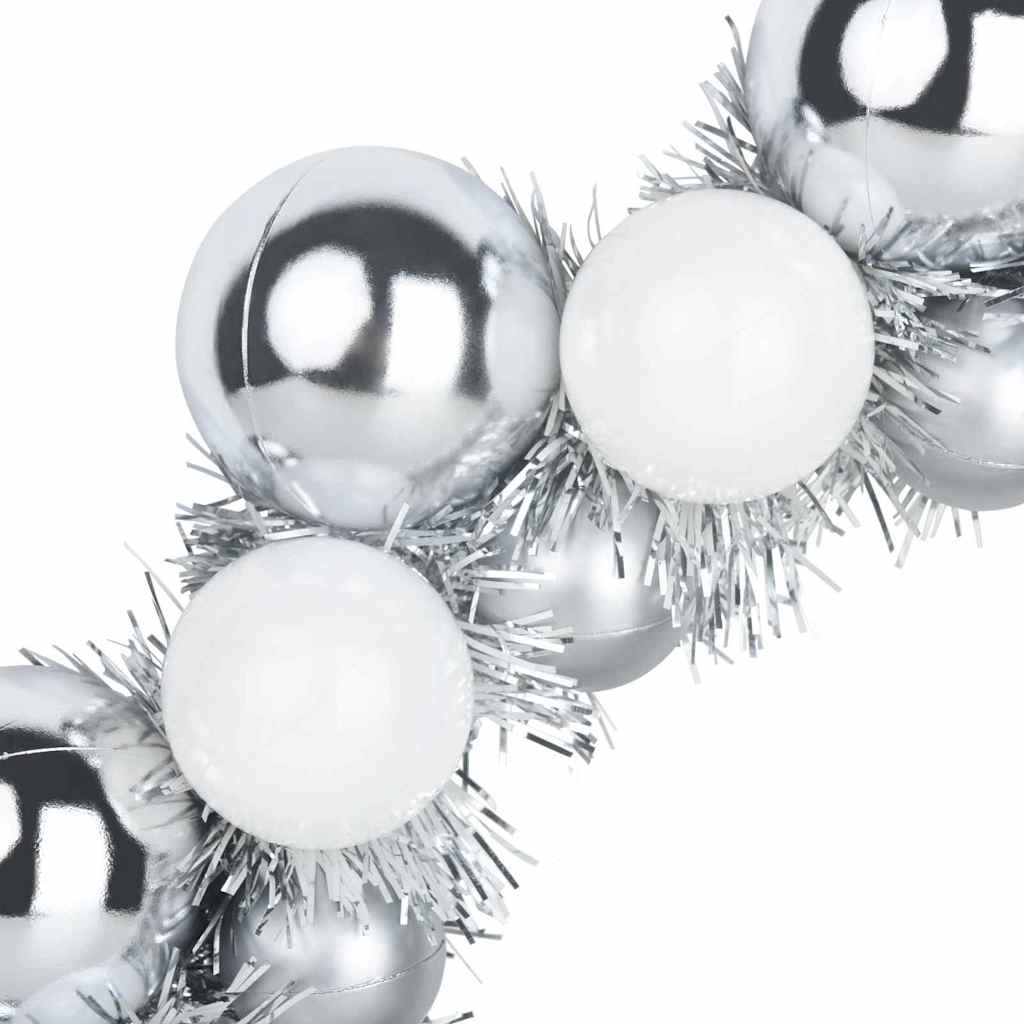 vidaXL Weihnachtsballkränze 2 pcs Weiß und Silber 33 x 33 x 7 cm