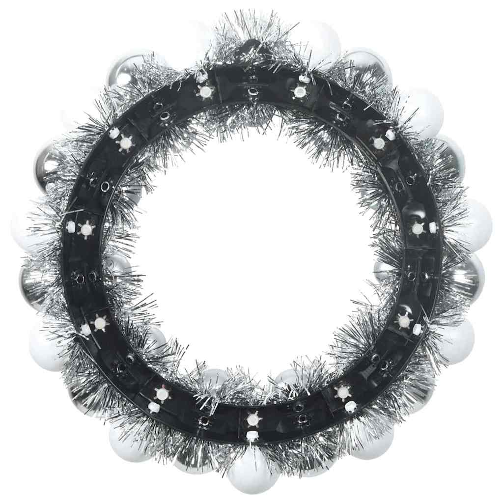 vidaXL Weihnachtsballkränze 2 pcs Weiß und Silber 33 x 33 x 7 cm