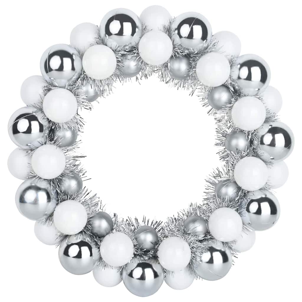 vidaXL Weihnachtsballkränze 2 pcs Weiß und Silber 33 x 33 x 7 cm