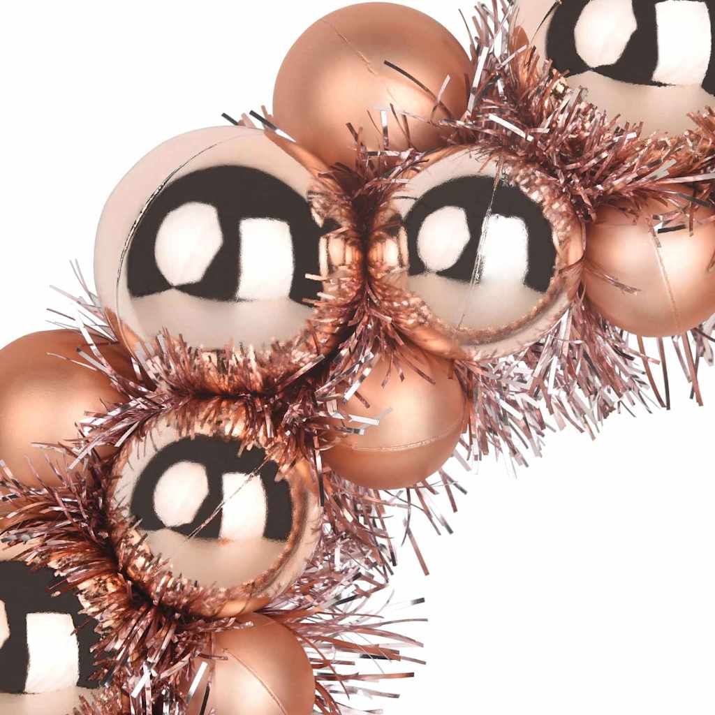 vidaXL Weihnachtsballkränze 2 pcs Roségold 33 x 33 x 7 cm Polystyrol