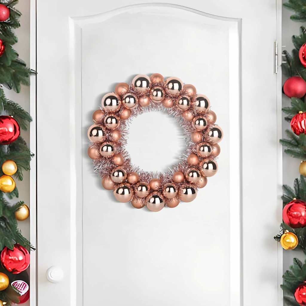 vidaXL Weihnachtsballkränze 2 pcs Roségold 33 x 33 x 7 cm Polystyrol