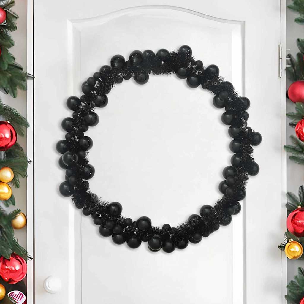 vidaXL Weihnachtskugelgirlande Schwarz 186 cm Polystyrol