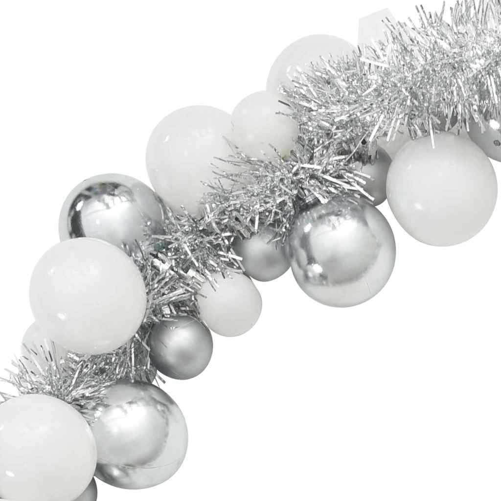 vidaXL Weihnachtskugelgirlande Weiß und Silber 186 cm Polystyrol