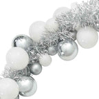 vidaXL Weihnachtskugelgirlande Weiß und Silber 186 cm Polystyrol