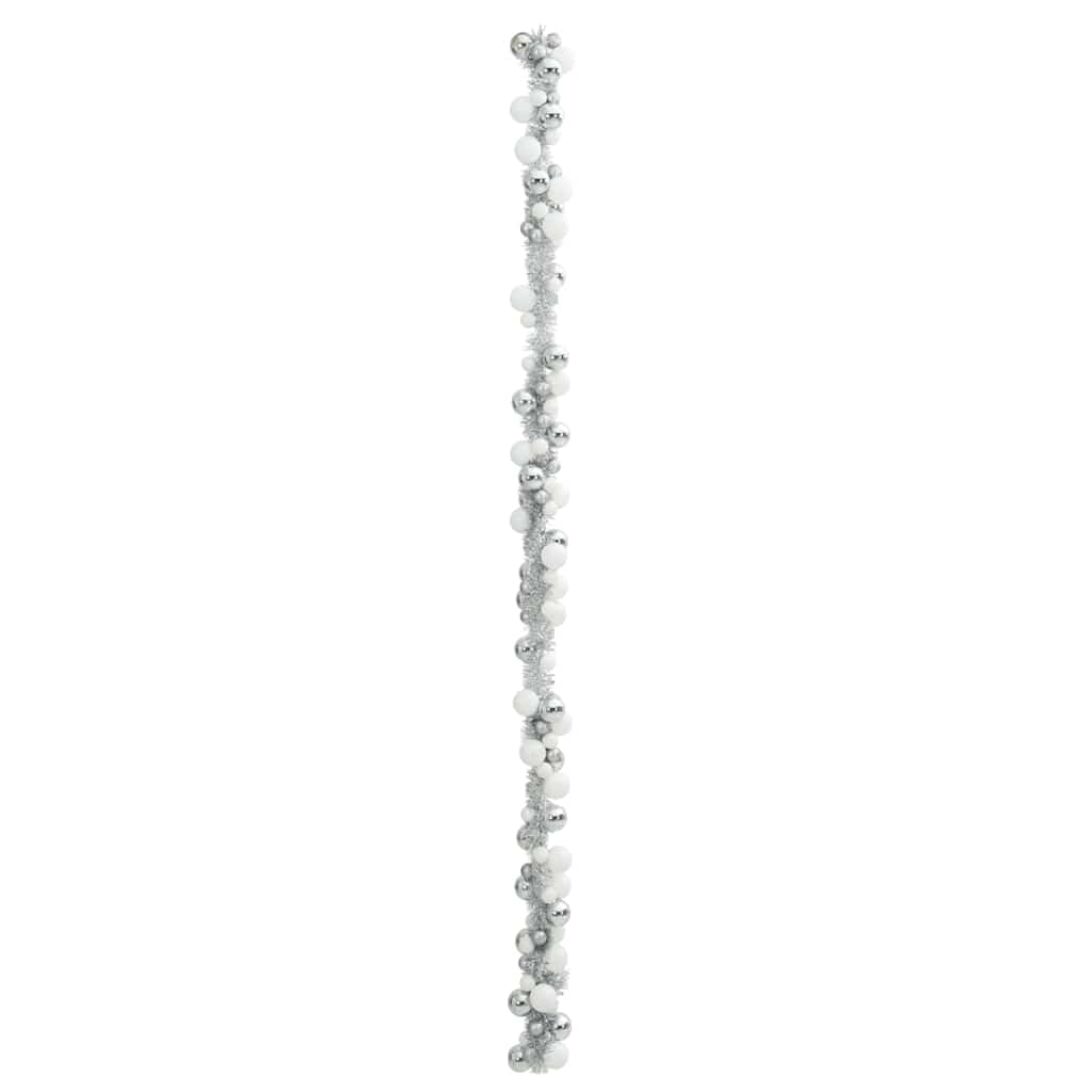 vidaXL Weihnachtskugelgirlande Weiß und Silber 186 cm Polystyrol