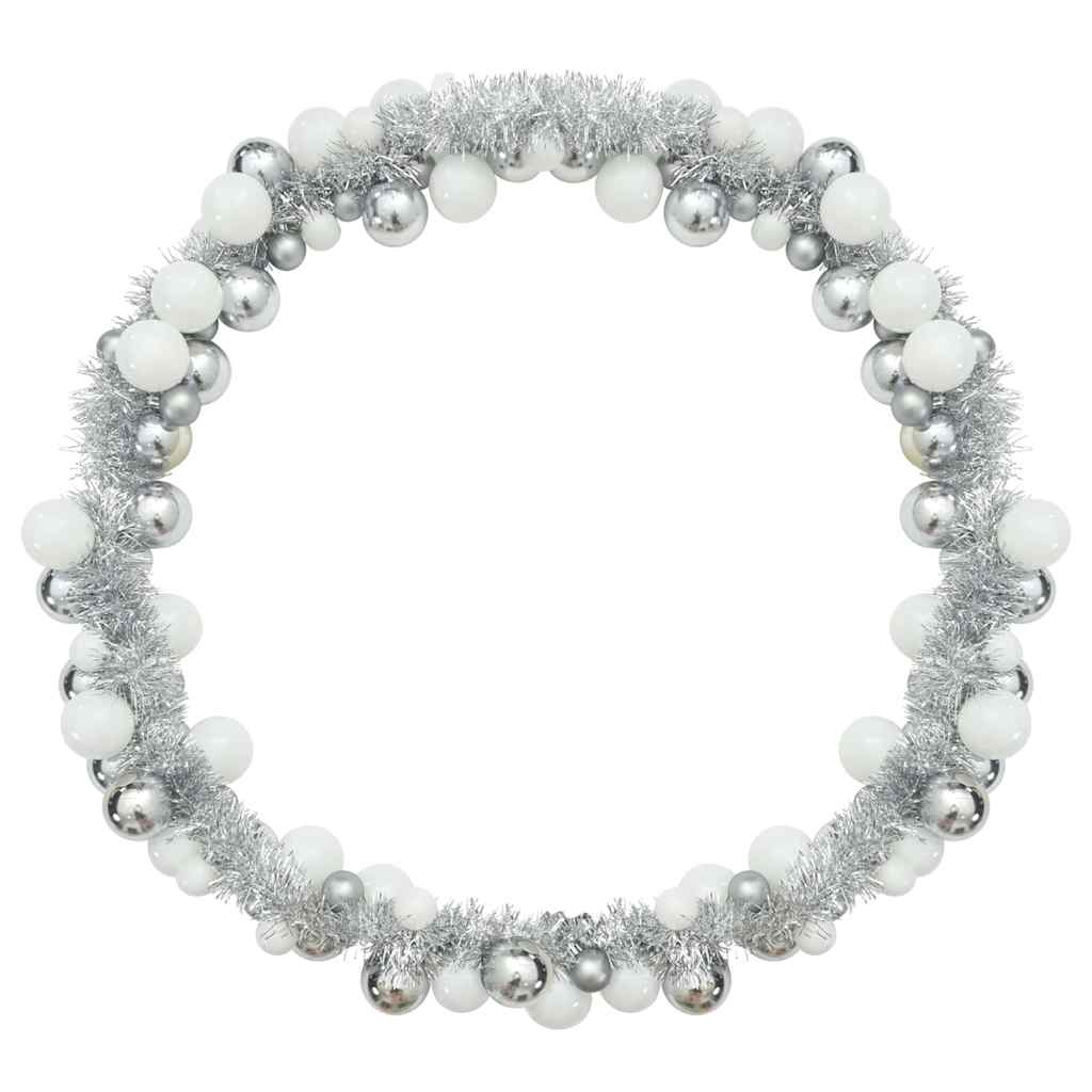 vidaXL Weihnachtskugelgirlande Weiß und Silber 186 cm Polystyrol
