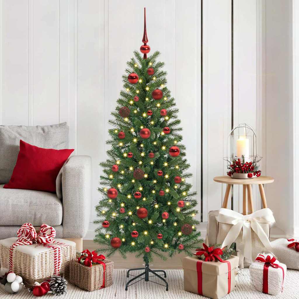 vidaXL Weihnachtskugel-Set mit 150 LEDs 61 pcs Rot Kunststoff