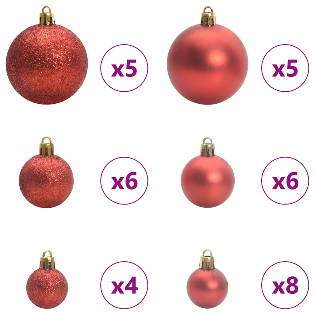 vidaXL Weihnachtskugel-Set mit 150 LEDs 61 pcs Rot Kunststoff