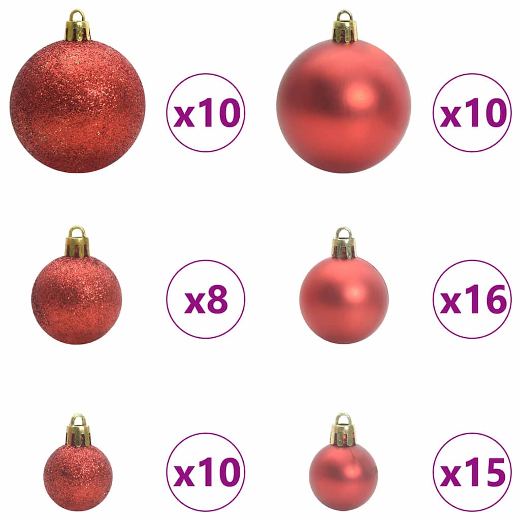 vidaXL Weihnachtskugel-Set mit 300 LEDs 120 pcs Rot Kunststoff