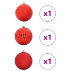 vidaXL Weihnachtsbaumkugel Set XXL 3 pcs Rot Kunststoff