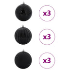 vidaXL Weihnachtsbaum Ornament Set XL 9 pcs Schwarz Kunststoff