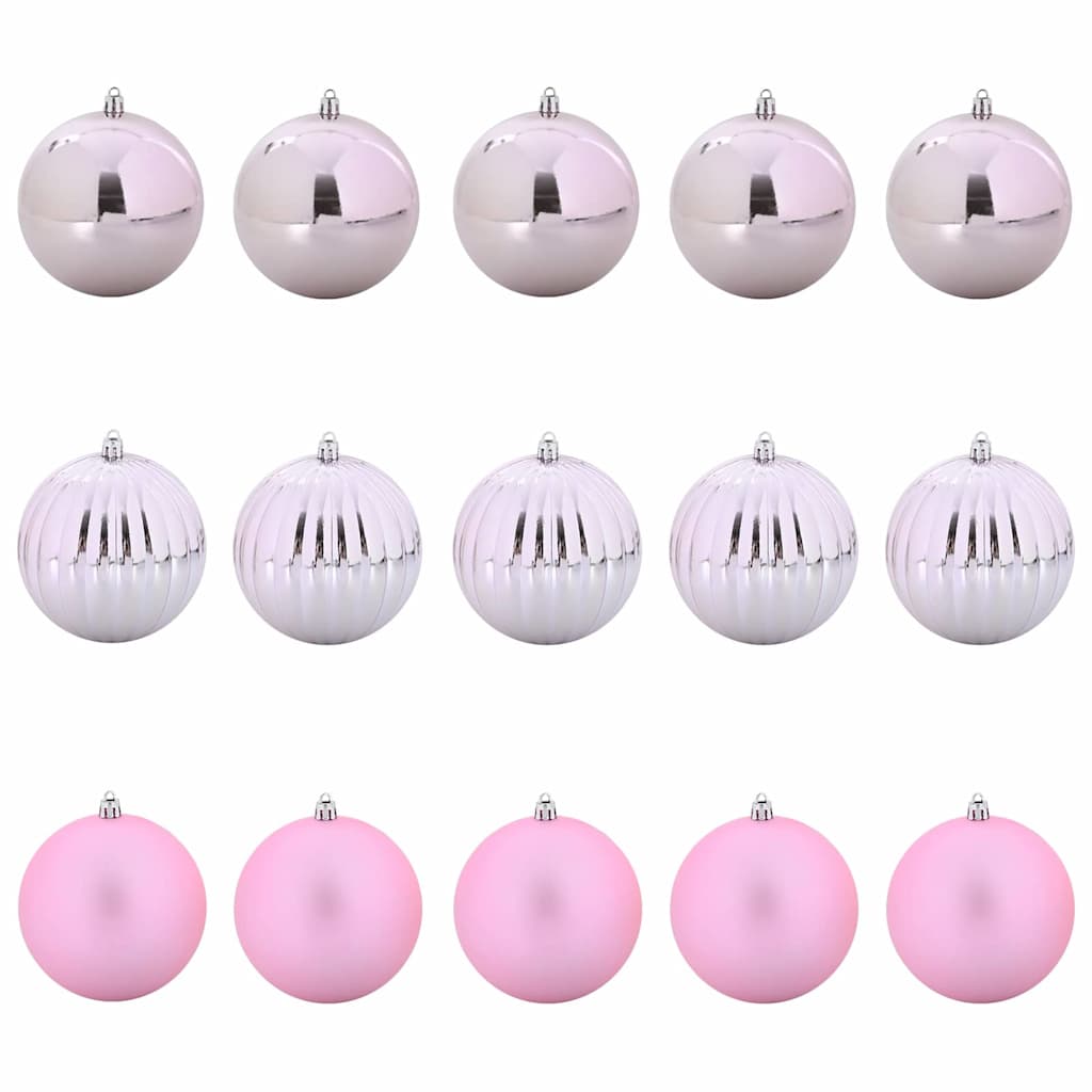vidaXL Weihnachtskugel Set XL 15 pcs Rosa Kunststoff