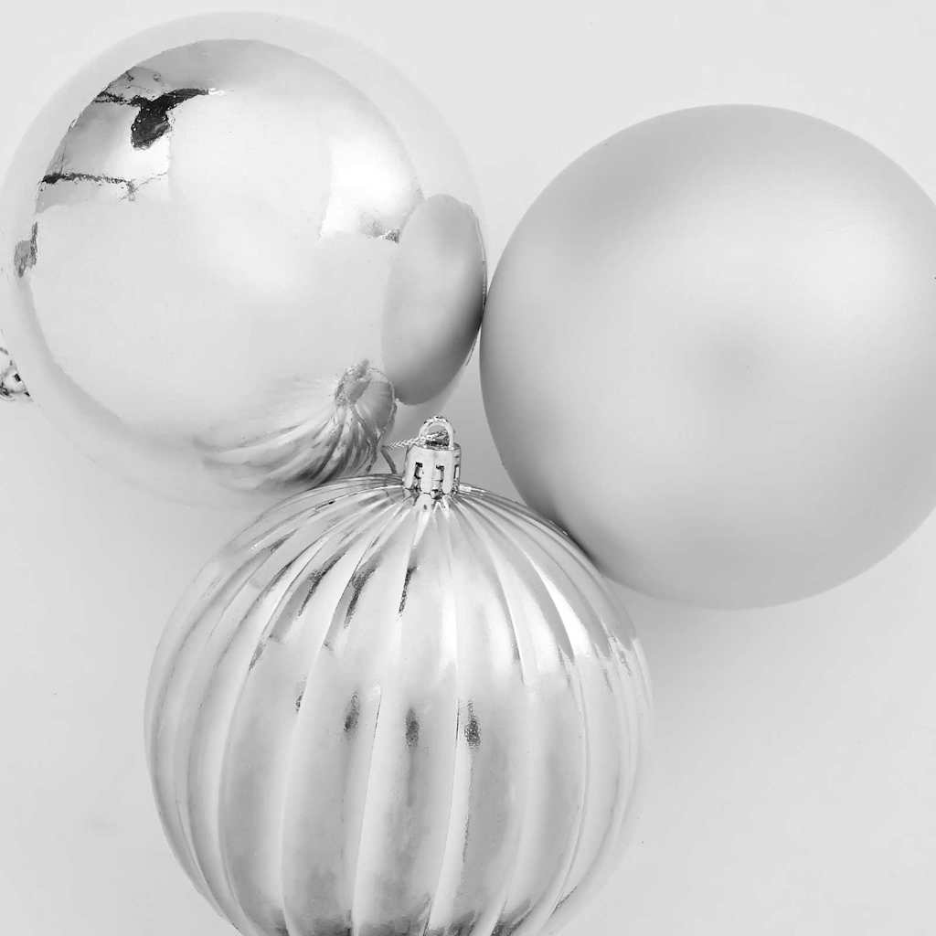 vidaXL Weihnachtskugeln Set XL 9 pcs Silber Kunststoff