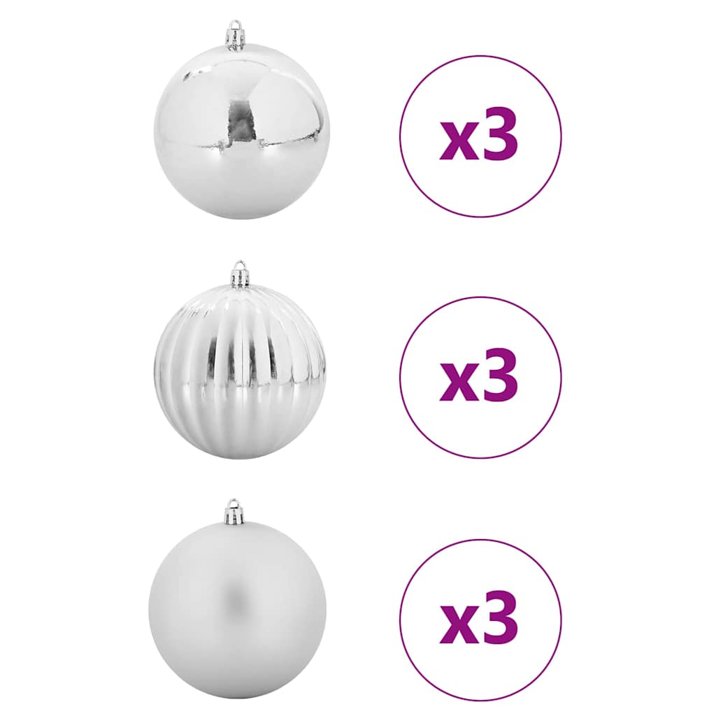 vidaXL Weihnachtskugeln Set XL 9 pcs Silber Kunststoff