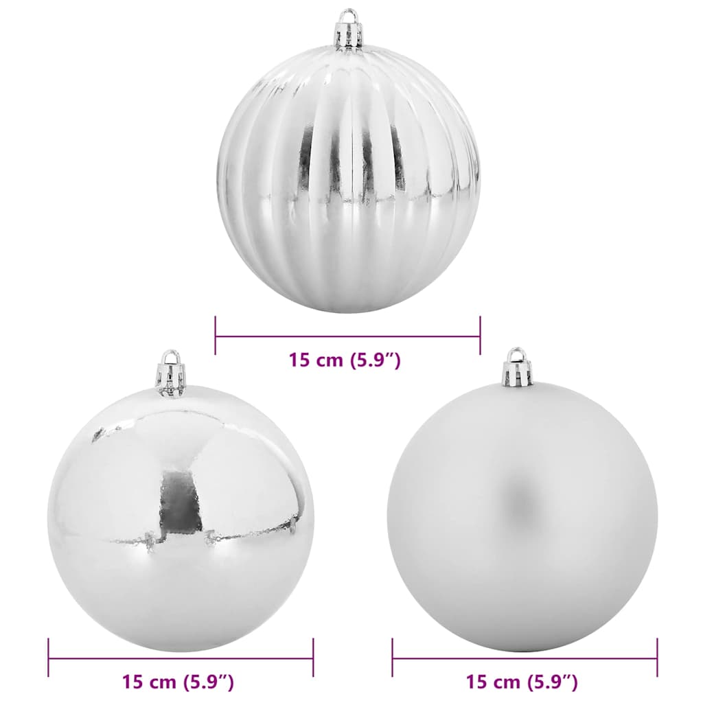 vidaXL Weihnachtskugeln Set XL 9 pcs Silber Kunststoff
