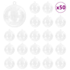 vidaXL Weihnachtskugel-Set 50 pcs Transparent Ø 5 cm Kunststoff