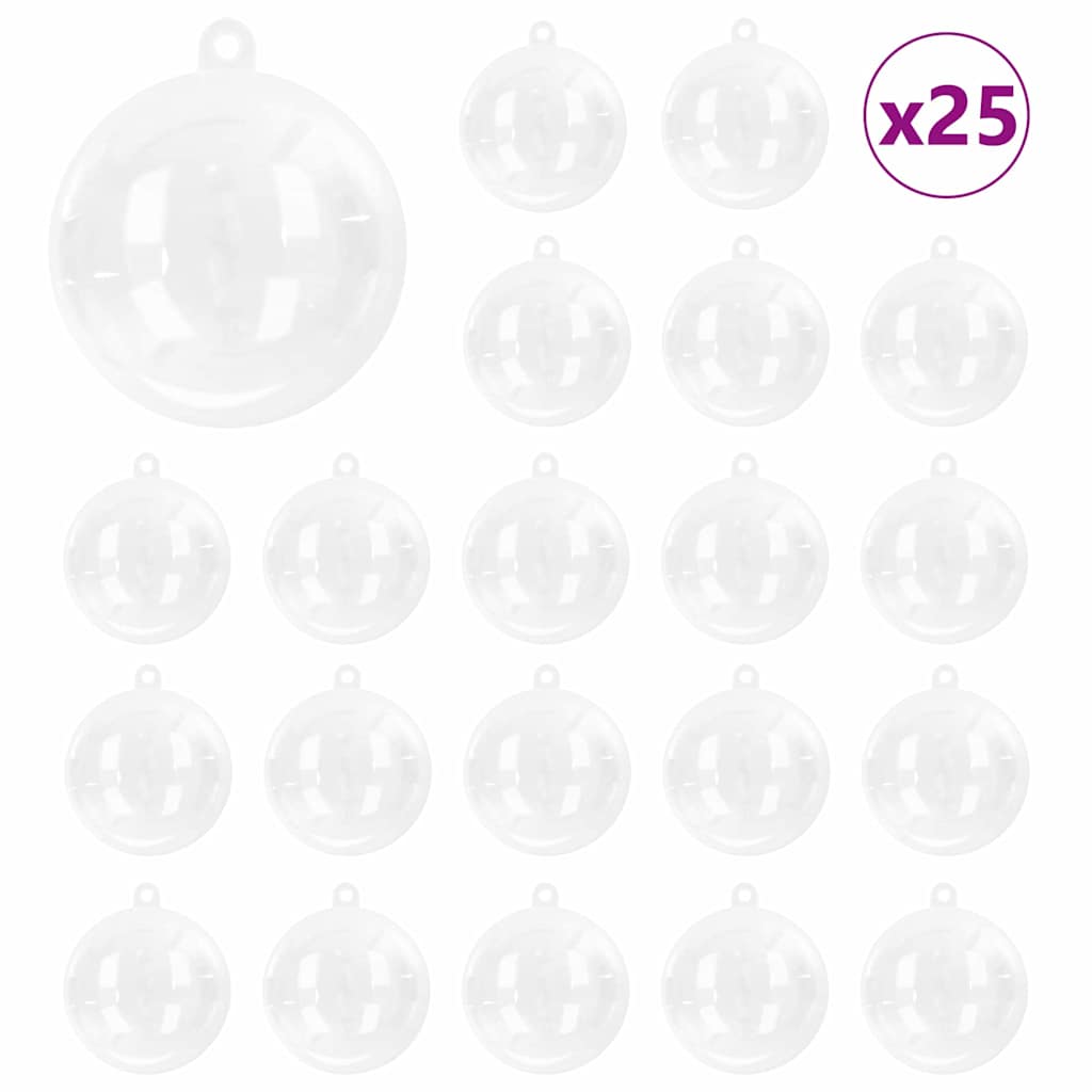vidaXL Weihnachtskugel-Set 25 pcs Transparent Ø 8 cm Kunststoff
