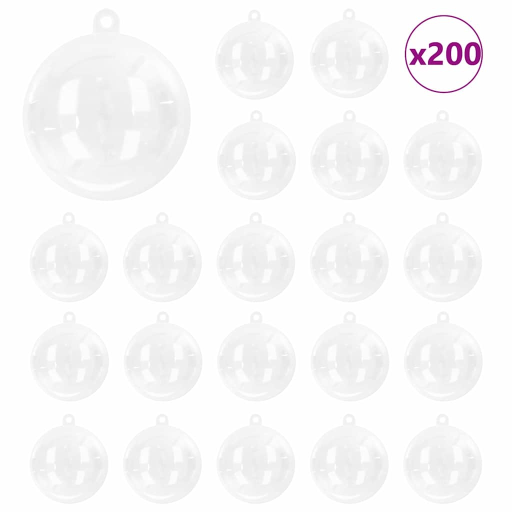 vidaXL Weihnachtskugel-Set 200 pcs Transparent Ø 5 cm Kunststoff